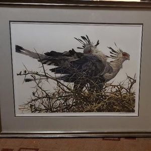 Robert Bateman - At the Nest - Secretary Birds